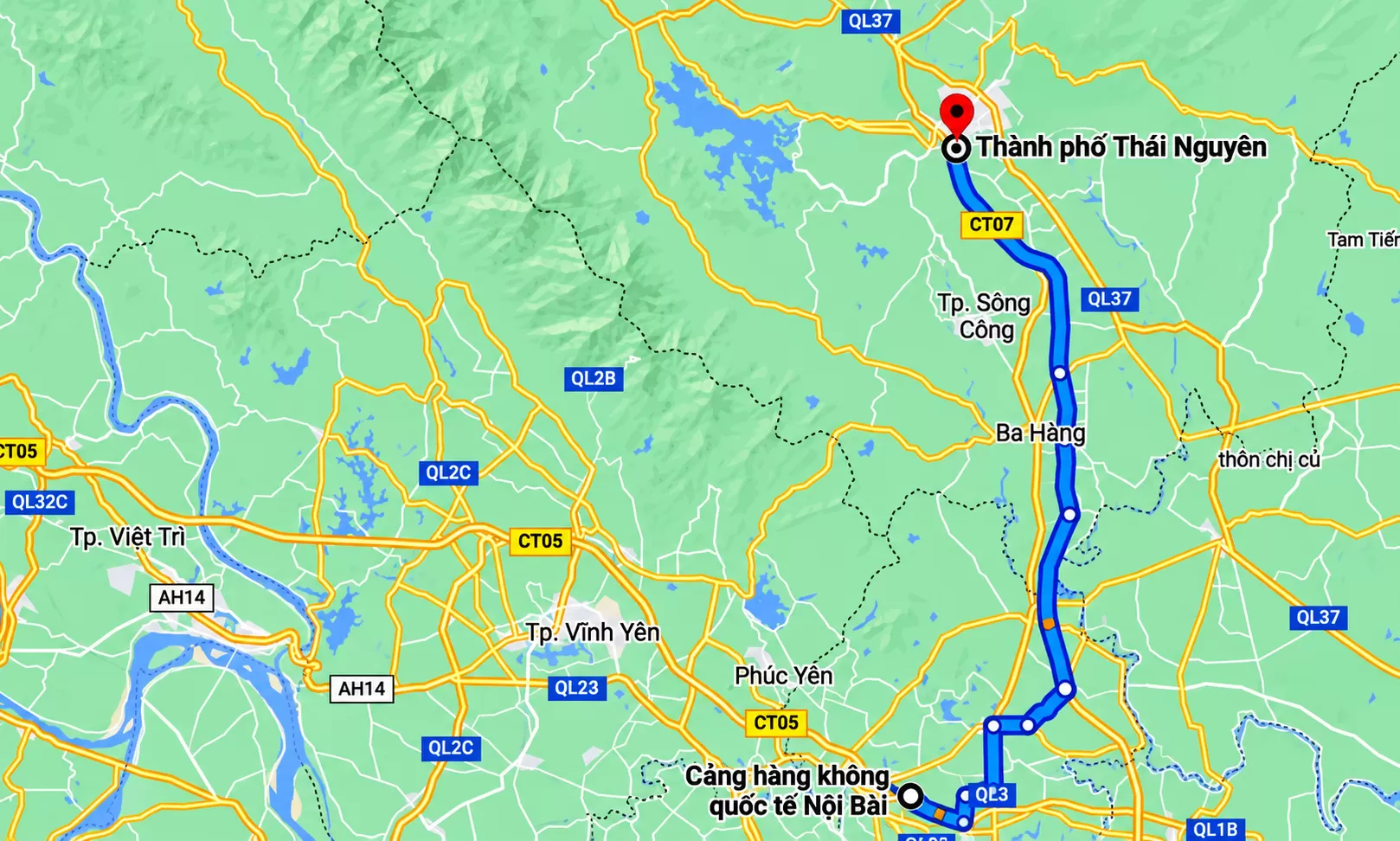 taxi nội b&agrave;i đi đại từ th&aacute;i nguy&ecirc;n
