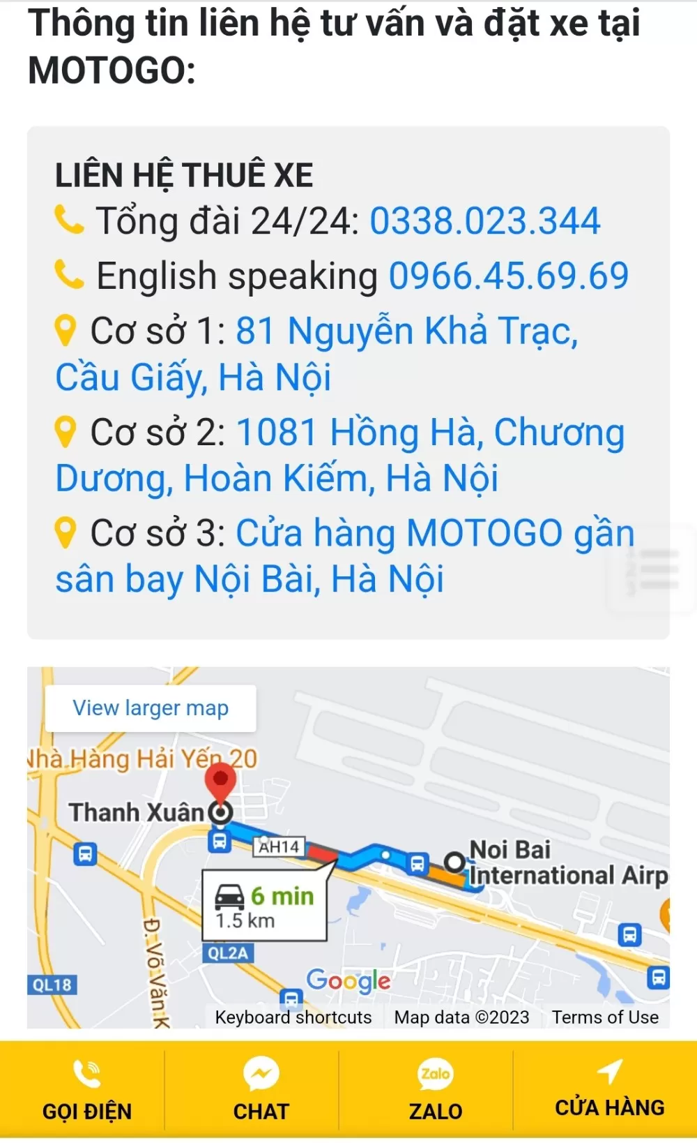 cho thuê xe máy gần sân bay nội bài