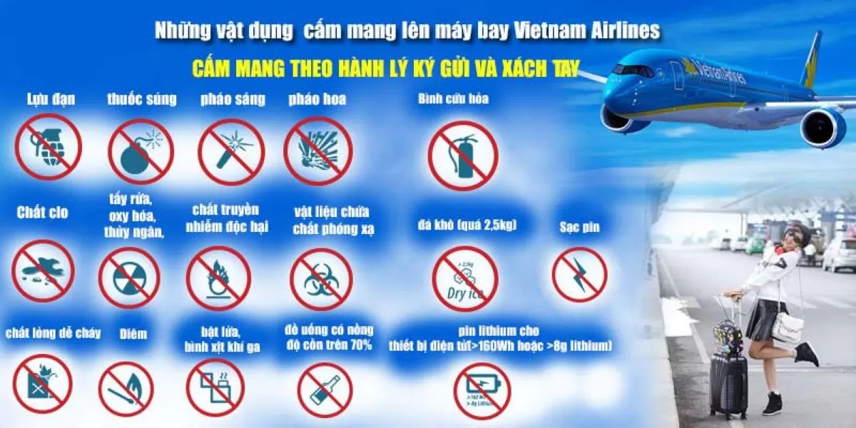 những đồ vật không được mang lên máy bay