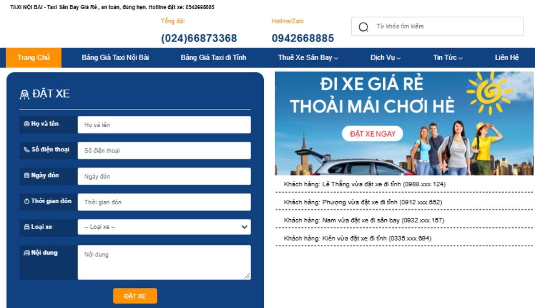 xe từ sân bay nội bài về hải dương