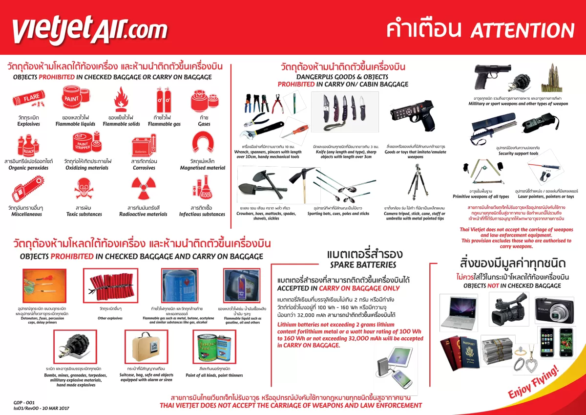 Những đồ vật Không Được Mang Lên Máy Bay
