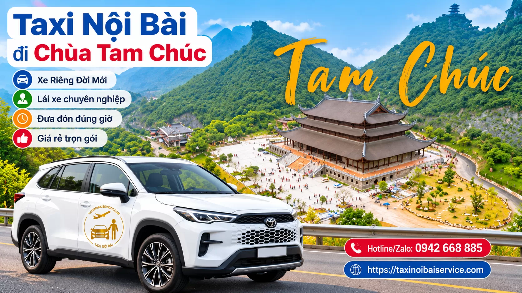 Hướng dẫn Thuê Xe Nội Bài đi Chùa Tam Chúc Giá Tốt