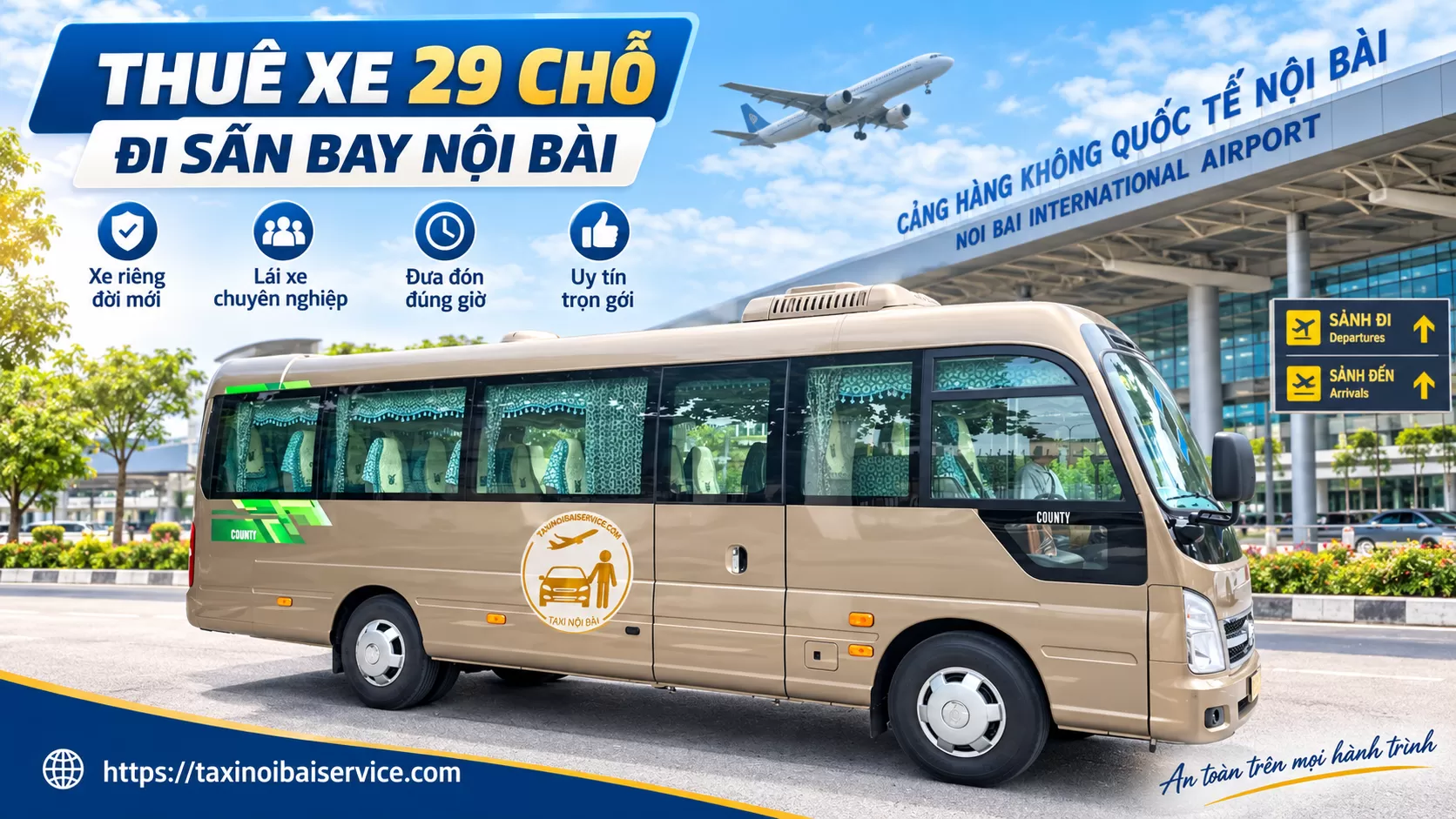 Dịch vụ thuê xe 29 chỗ đón sân bay nội bài giá rẻ, uy tín hàng đầu